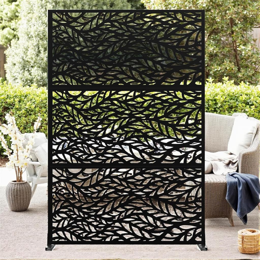 Privacy Screen, Privacy Screens and Panel, Freestanding Decorative Fence for Patio Lawn, Leave Style