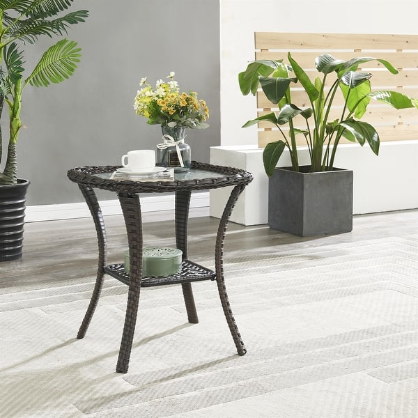 Outdoor Wicker Side Table Patio Rattan Furniture Table On Sale Bed