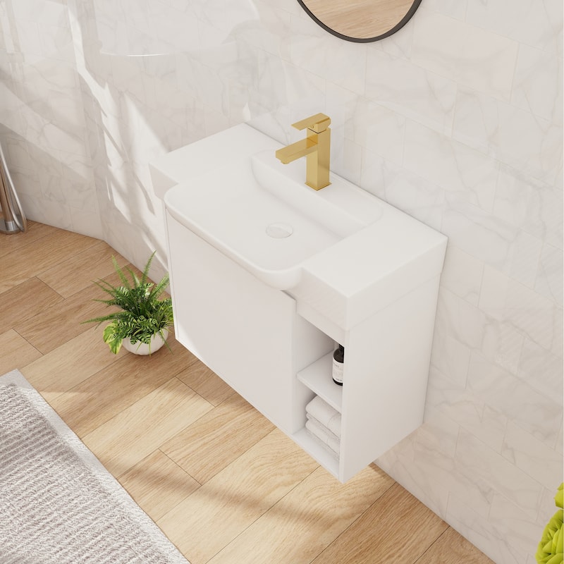 Beingnext 24"/28" Bathroom Vanity with Sink, Floating Bathroom Vanity with Soft Close Door and Shelf