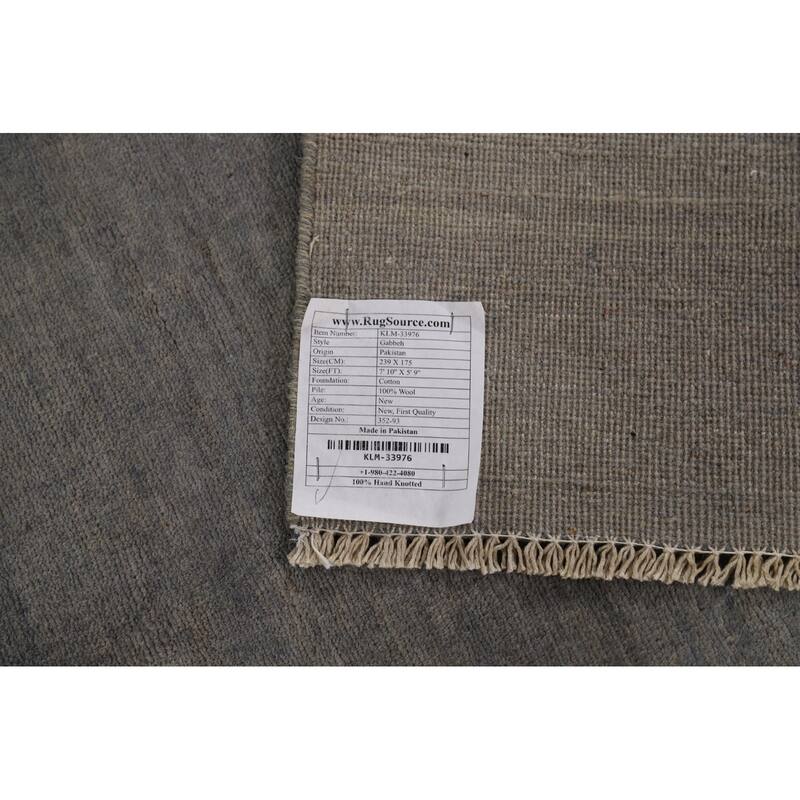 Gray Modern Gabbeh Oriental Area Rug Hand-Knotted Wool Carpet - 5'9" x 7'10"