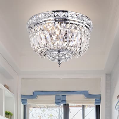 Chrome 10-inch Crystal Ceiling Lamp