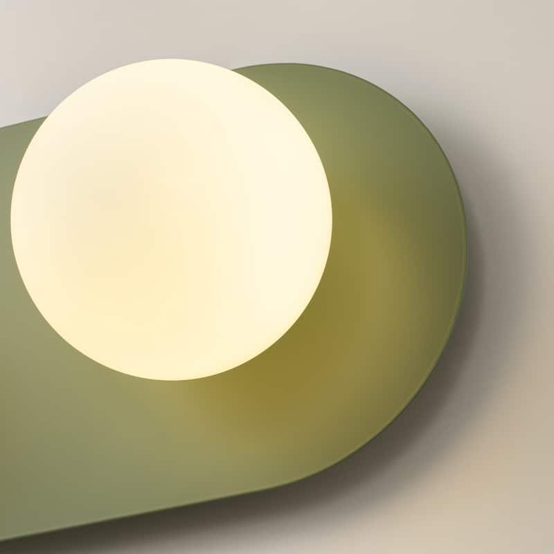 3-Light Modern Rectangular Gray-Green Frosted Opal Glass Globe Bubble Bathroom Vanity Light