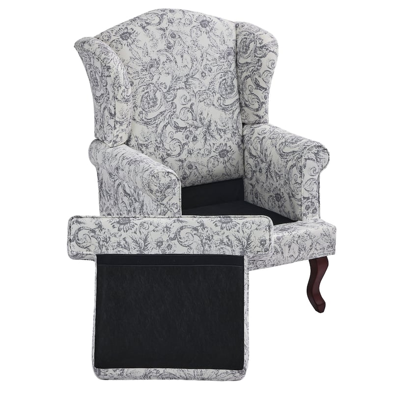2 Set Traditional Rolled Arm Wing Back Accent Chair