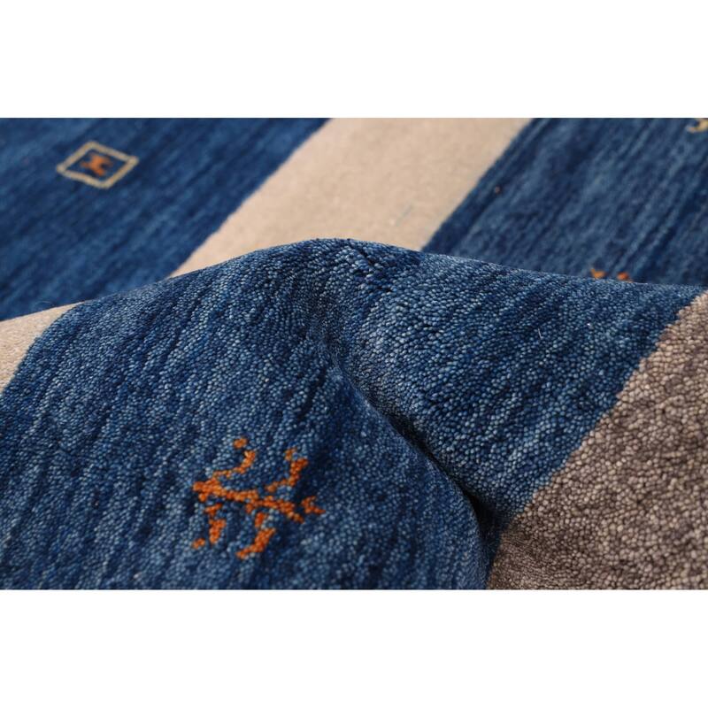 ECARPETGALLERY Hand Loomed Kashkuli Gabbeh Navy Wool Rug - 6'10 x 9'8