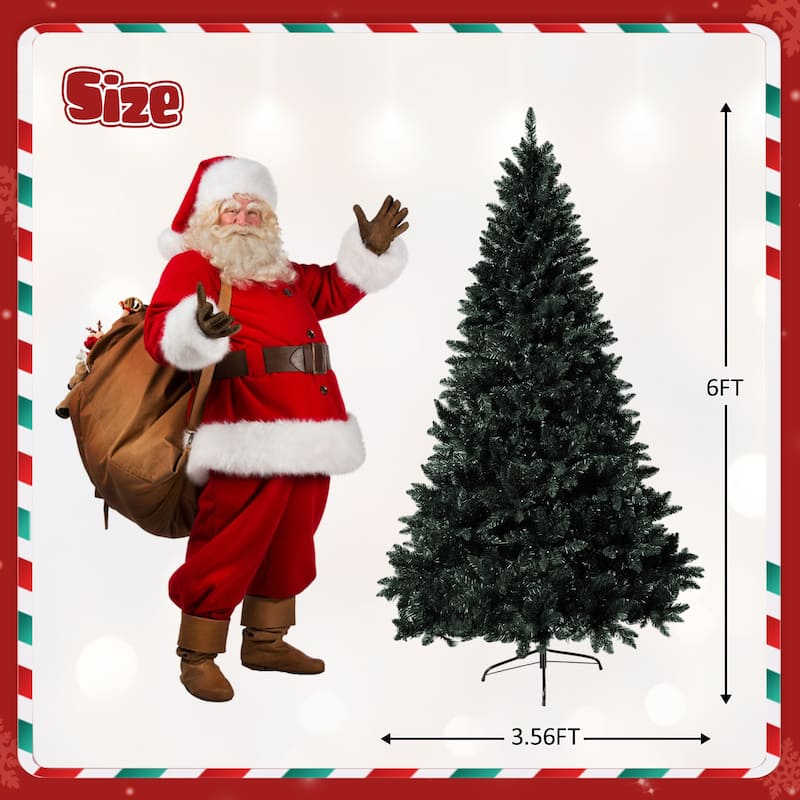 6FT Pre-lit Artificial Hinged Christmas Tree,Xmas Tree with 920 Branch Tips and 280 Color LED Changing Lights with 11 Modes