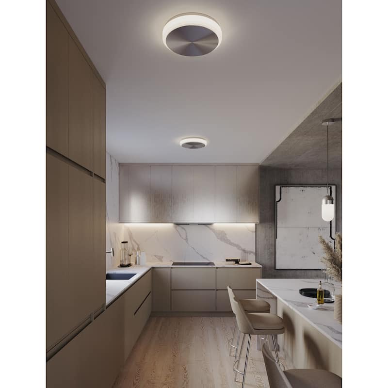 AFX Eris LED Flush Mount Light - Satin Nickel - 10"