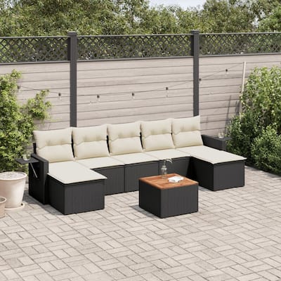 vidaXL Garden Sofa Set Black PE Rattan Large Modular Garden Sofa Set - 21.7 x 21.7 x 14.6