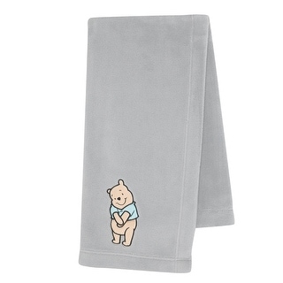 Lambs & Ivy Disney Baby Winnie the Pooh Hugs Gray Soft Fleece Baby Blanket