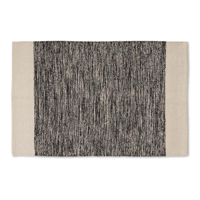 DII Stone Dobby Stripe Hand-Loomed Rug 2ft 6inx6 Ft - 36.0 In. L X 24.0 In. W X 0.2 In. H - Black Variegated