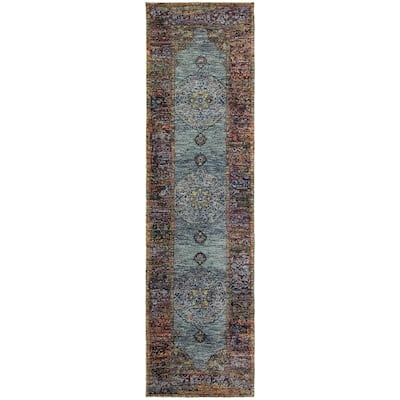 Style Haven Adaylnn Morris Persian Inspired Medallion Blue/Multi Area Rug