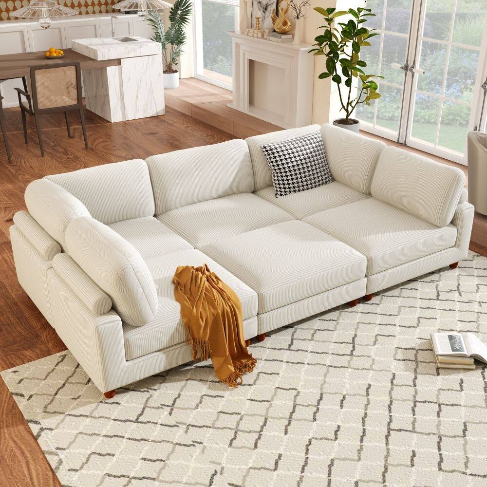 Modular L-Shaped Sectional Sofa with Ottoman L-Shaped