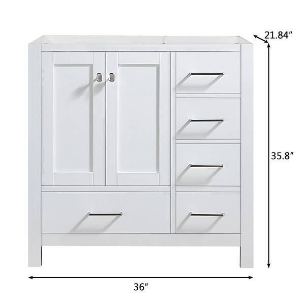 BATHLET 36 inch Carrara Marble Top White Bathroom Vanity Set