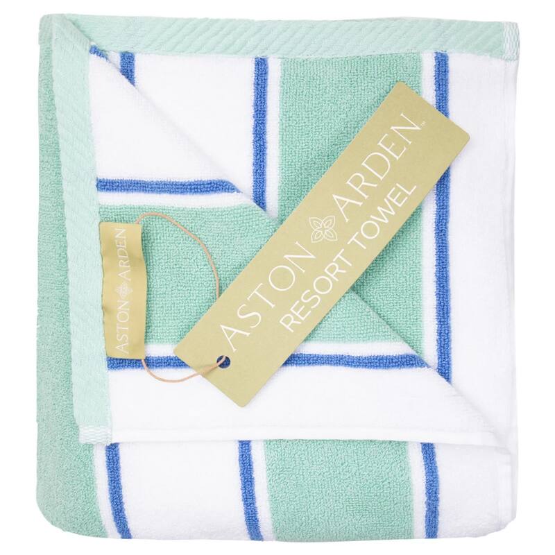 Aston & Arden Oversized Pinstriped Resort Beach Towel - 35x70 - Green/Blue