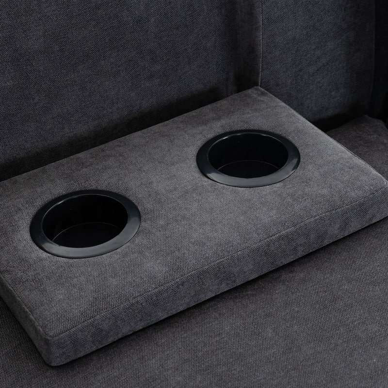 Modular Sofa with Removable Storage Ottoman, 2 Hidden Cup Holders