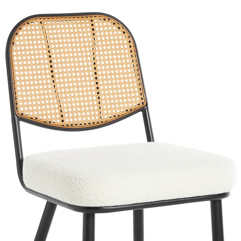 Upholstered Rattan Dining Chairs Set of 2 Side Chair - 33.86"H x 18.9"W x 22.83"D