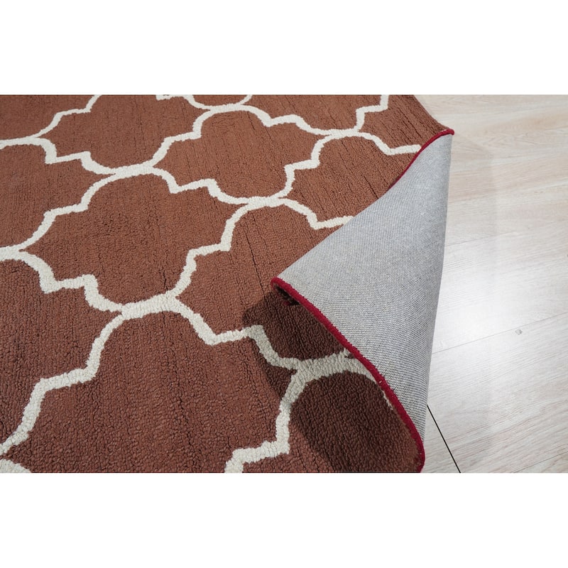 Rust Traditional Trellis Geometric Moroccan Area Rug - 5' x 7'