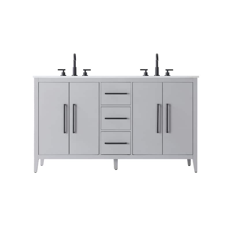 Elegant Lighting VF29360D Millie 60" Free Standing Double Basin Vanity - Gray
