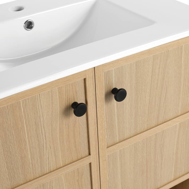 GDFStudio - Roserise Modern Freestanding Bathroom Vanity Cabinet with 2-Soft Closing Doors, Sink NOT INCLUDED - 30"