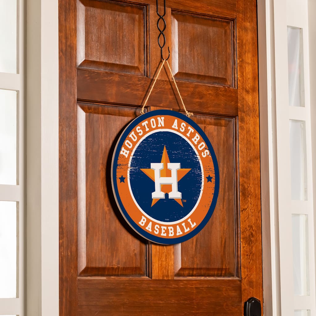 Houston Astros Wooden Door Decor Wall Sign - Multi-Color