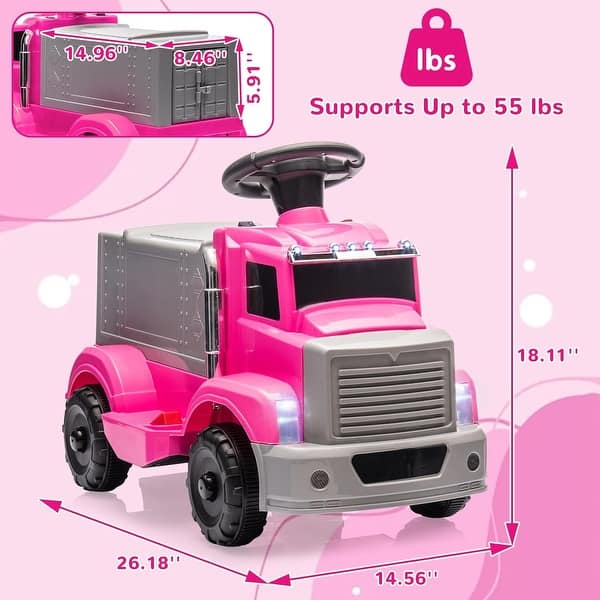 dimension image slide 3 of 4, Ride on Truck, 6V Kids Electric Car with Under Seat Storage