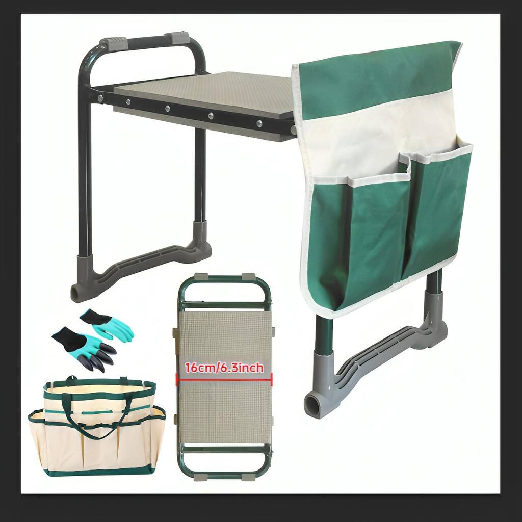 2-in-1 Foldable Garden Kneeler and Seat, Premium Gardening Stool, Sturdy Garden Bench with Comfortable Padding(Green)