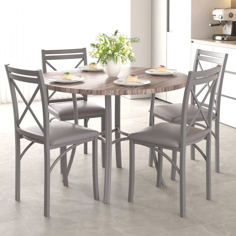 VECELO 36 Inch Round Dining Table for 4 with 400lbs Capacity Sturdy Curved Legs for Kitchen & Dining Room