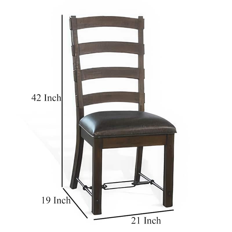 Flint Dining Side Chair Set of 2, Fabric, Dark Brown Mahogany, 19 Inch