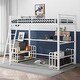 preview thumbnail 19 of 30, Full Size Metal Loft Bed with Desk, Storage Shelves, USB Charging Station, Space-Saving Design for Bedroom