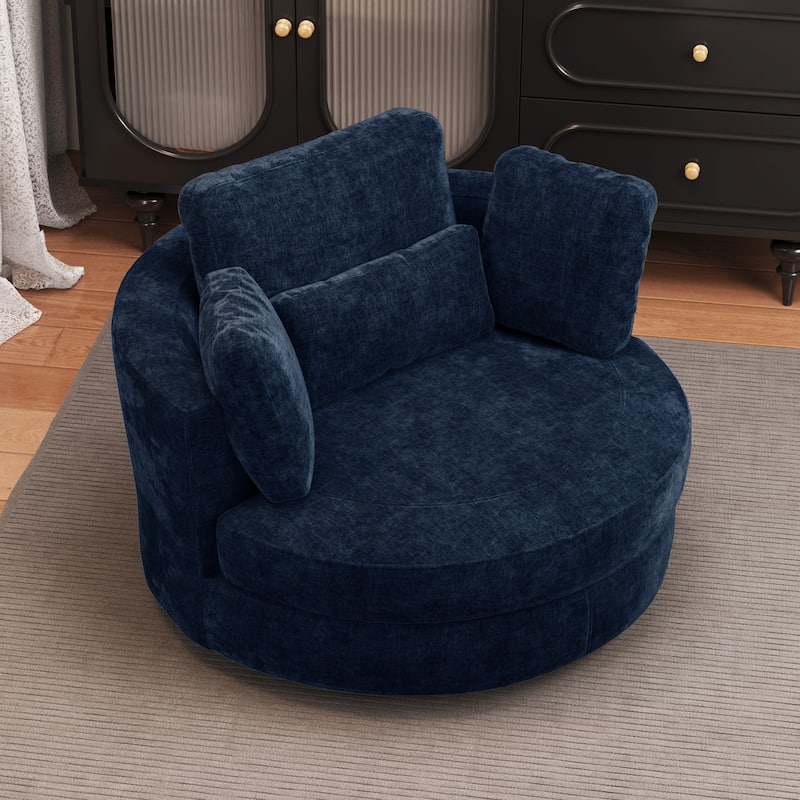 50.2"W Accent Barrel Chair,360° Swivel Club Chair with Metal Base