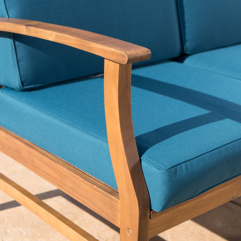 Havana Outdoor 4-seater Wood Chat Set with Fire Table by Christopher Knight Home