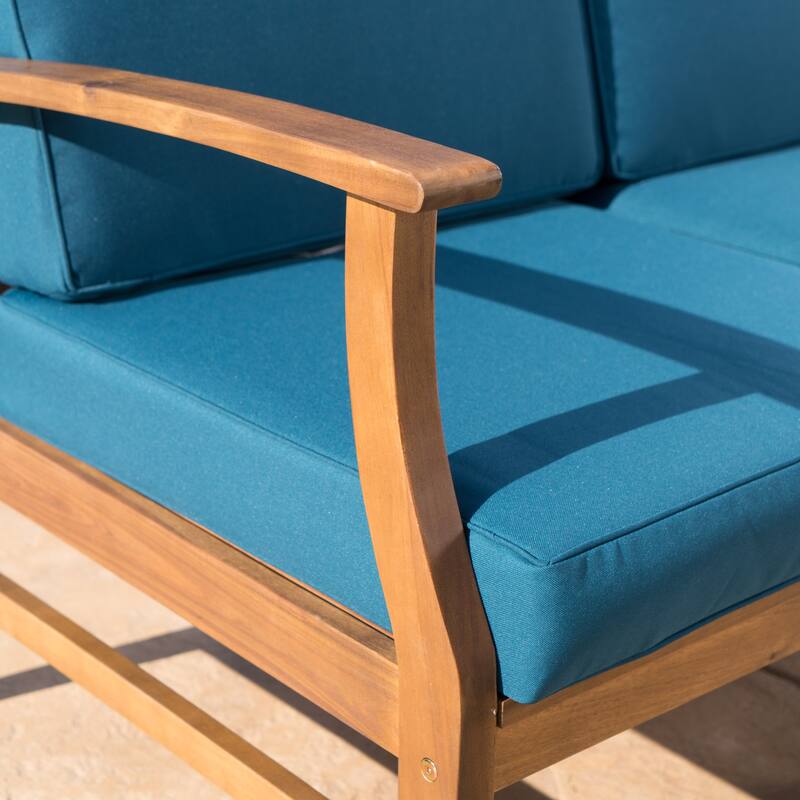 Kourtney Outdoor 4-seater Wood Chat Set with Fire Table by Christopher Knight Home