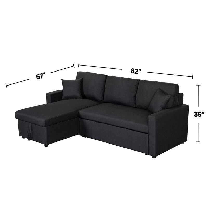Upholstered Sleeper Sectional Sofa with Storage Chaise