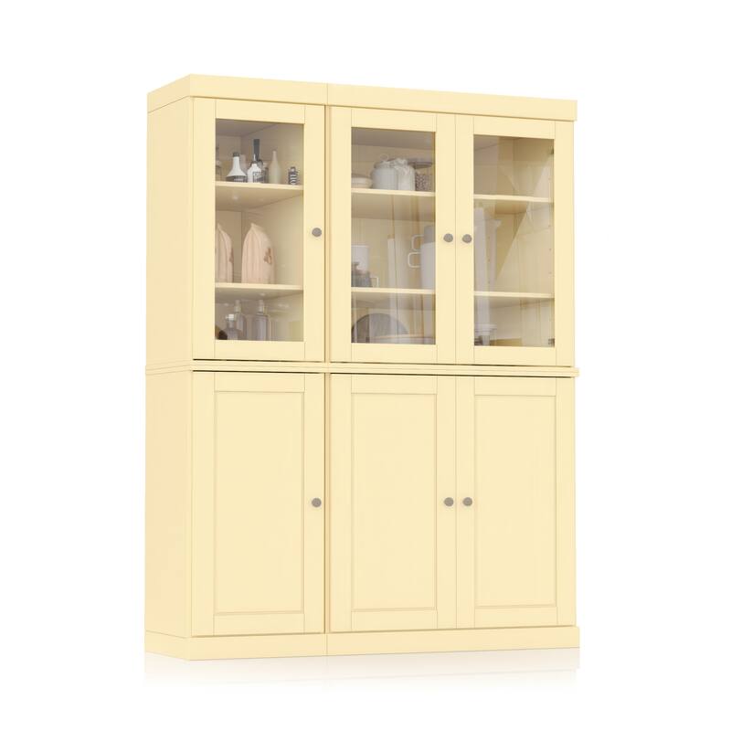 Palace Imports 100% Solid Wood Pantry China Cabinet, Raised Panel & Clear Glass Doors, 48.5" Wide, 71.5" Tall - 48.5" x 71.5"