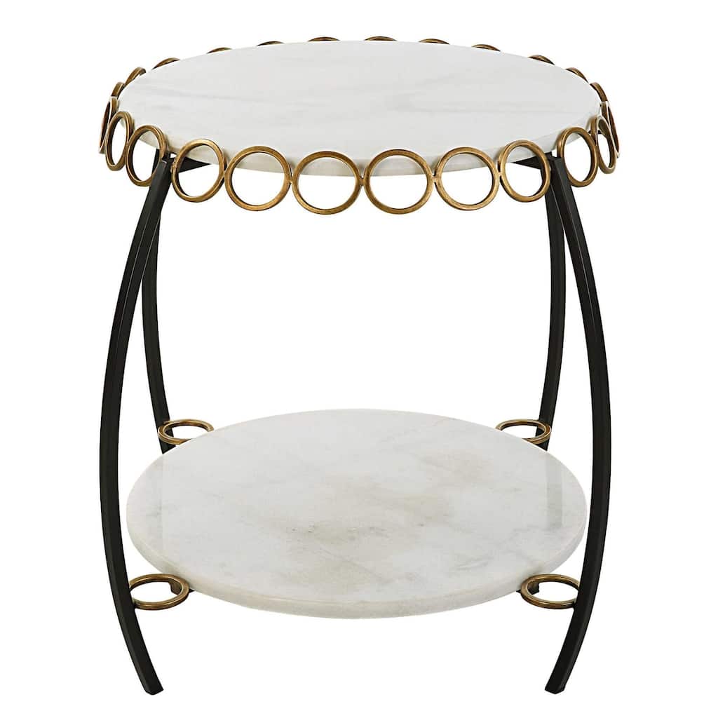 Chainlink Marble Side Table - 25.25" - White and Gold