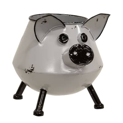 Distressed Enamel Piggy Planter