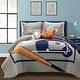 preview thumbnail 2 of 20, Lush Decor Baseball Game Reversible Oversized Kids Quilt Gray/Navy - Full - Queen