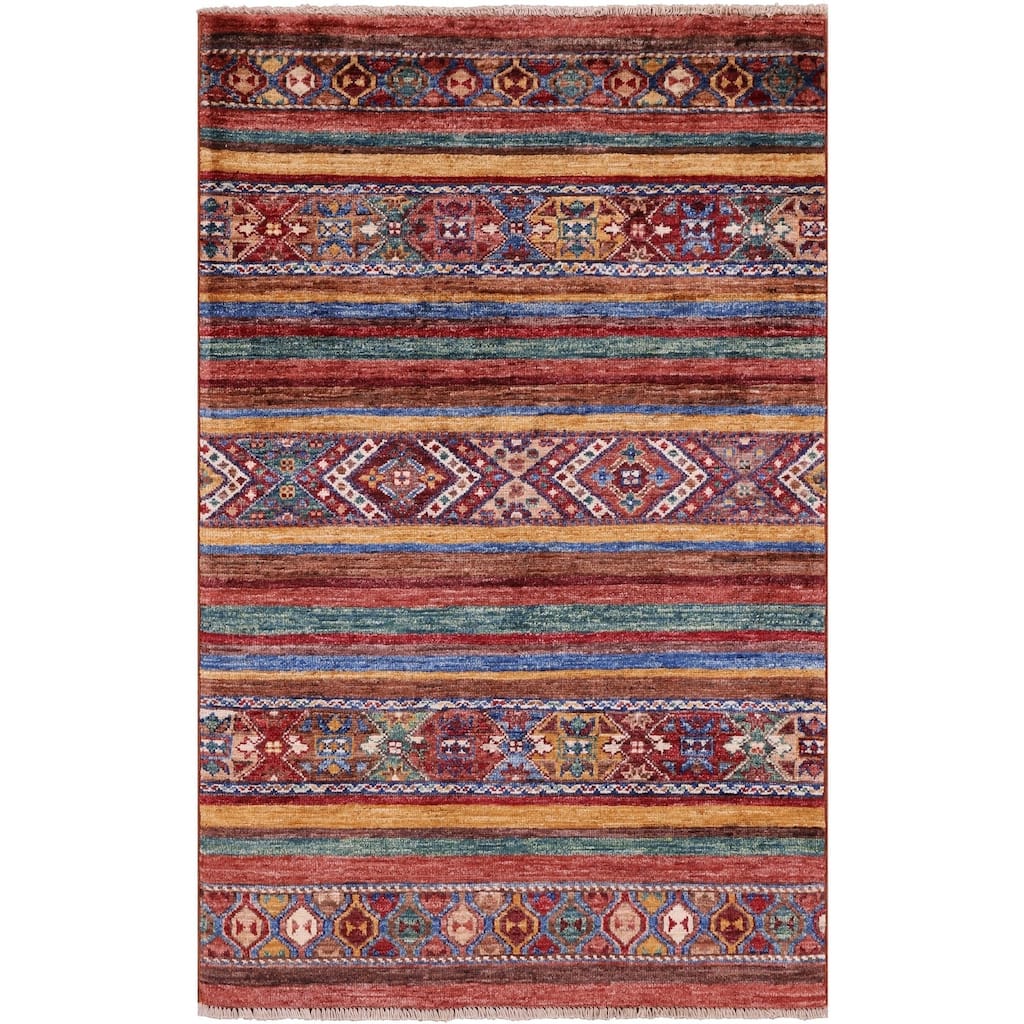 Golden Nile Khorjin Persian Gabbeh Handmade Wool Rug - 2' 7" X 4' 1"