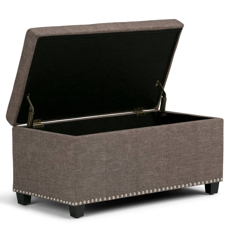 WYNDENHALL Megan 34 inch Wide Transitional Rectangle Storage Ottoman