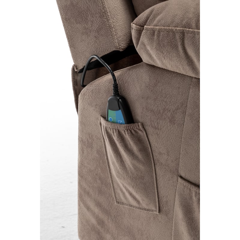 Velvet Wide Power Lift Recliner Chair with Heat, Massage, and Silent OKIN Motor