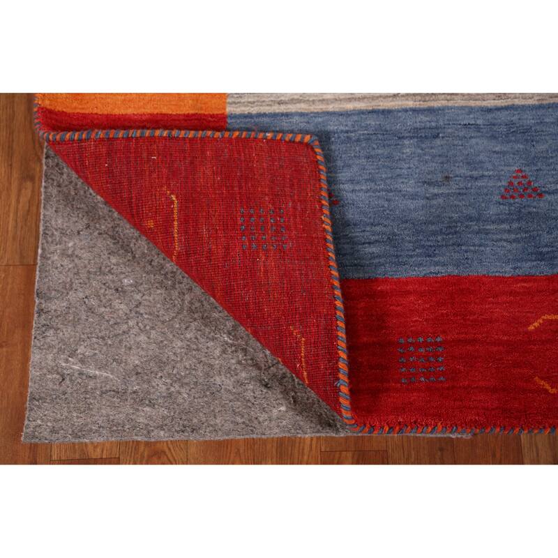 Hand Knotted Oriental 100% Wool Carpet Tribal Bordered Beige & Ivories Gabbeh Area Rug - 7' 11'' X 6' 9''