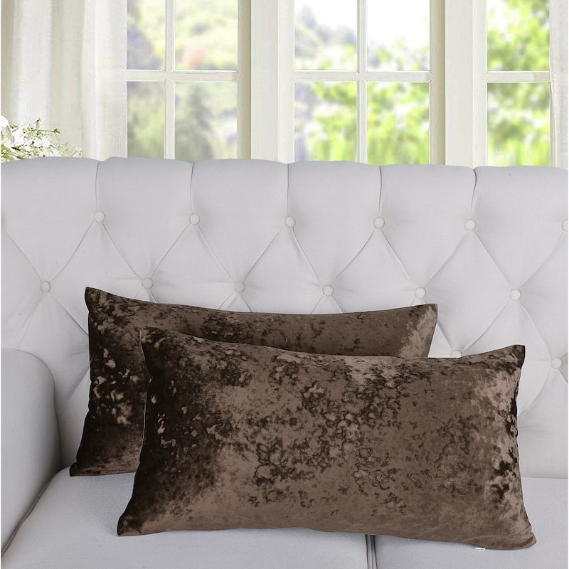 Rancho Crushed Velvet Throw Pillow Cover Set, NO INSERT - 14" x 26" - Carafe