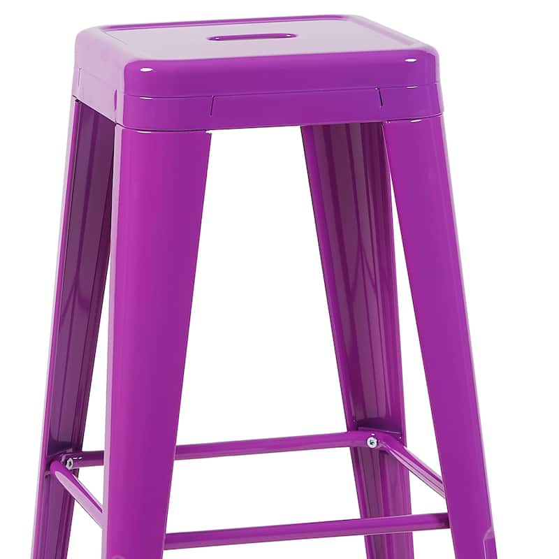 AC Pacific 30 Inch Industrial Stackable Metal BarStools Set of 2