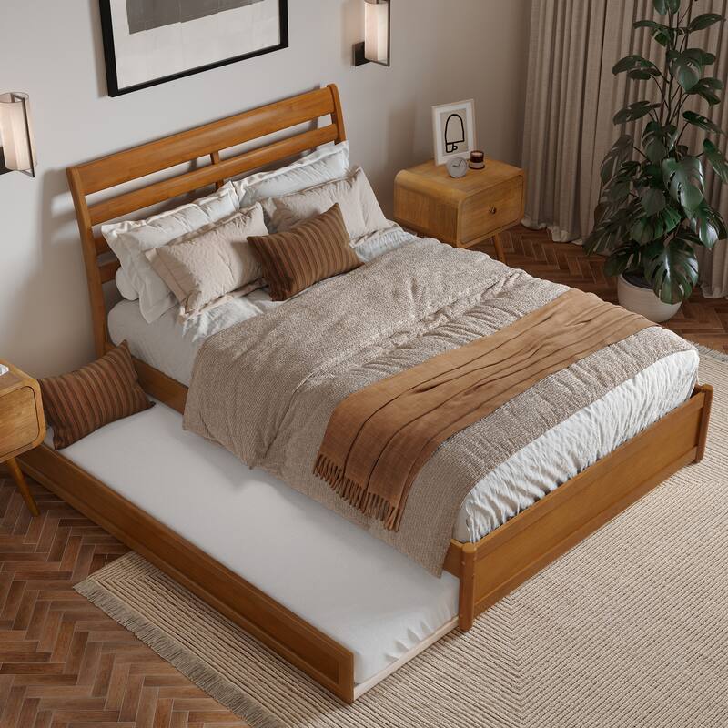 Emelie Platform Bed with Panel Footboard and Twin Trundle