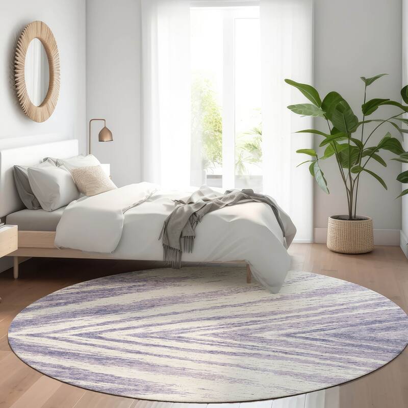 Premium Washable Super Soft Modern Chevron Mayfield Rug - Lavender - 8' x 8'