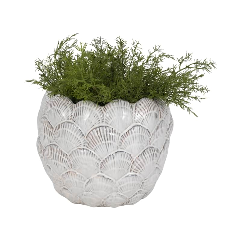 Sagebrook Home White Seashell Planter