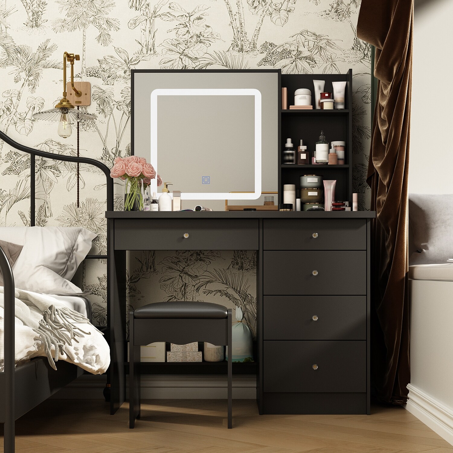 39.4 W Dresser Makeup Vanity Set with Stool and Mirror Room On Sale Bed Bath Beyond 35744210