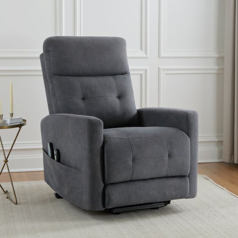 Woxo Power Lift Recliner Chair with Heat, Massage, Gray Microfiber
