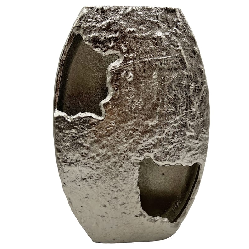 15 Inch Tall Decorative Handmade Aluminum Earth Inspired Flower Vase