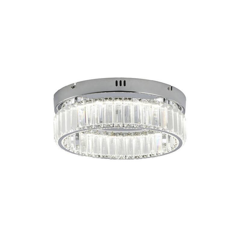 1-Light Chrome Dimmable LED Flush Mount With Clear Crystals