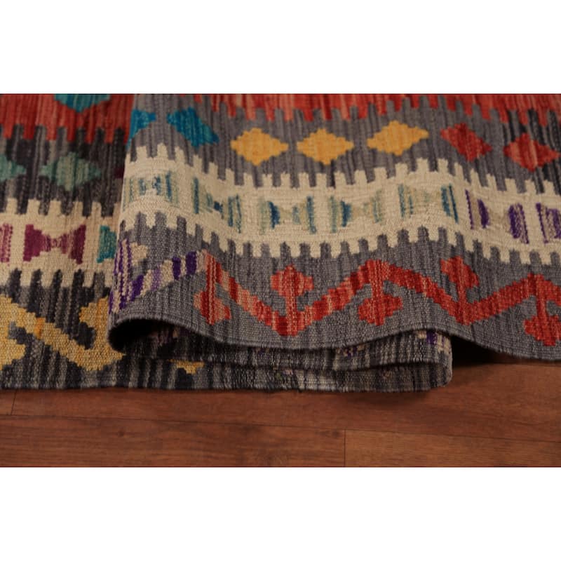 Reversible Kilim Oriental Area Rug Hand-Woven Southwestern Wool Carpet - 9'11"x 12'11"